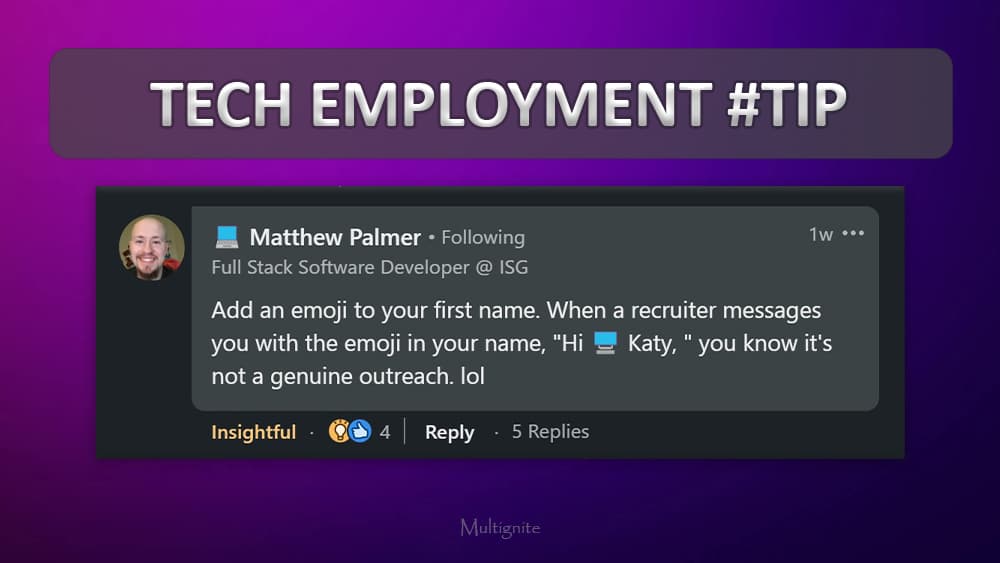 'Add emoji to your first name' - Tech Employment #TIP