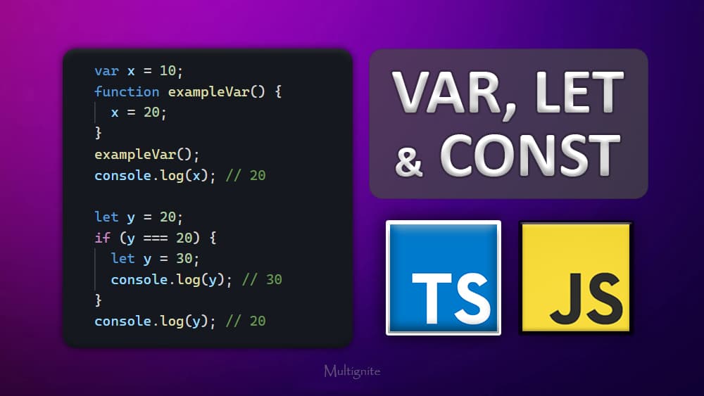 Var, Let and Const in JavaScript and TypeScript - Simple & Code Examples
